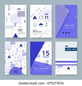 Set abstract invitation with geometric shapes. Covers for books, postcards, notebooks, cover magazines. Hipster posters.