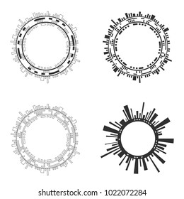 Set of abstract ircle futuristic user interfaces on white background. Vector illustration.
