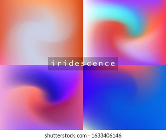 Set of abstract iridescent backgrounds with colorful pastel stains.