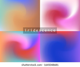 Set of abstract iridescent backgrounds with colorful pastel stains.