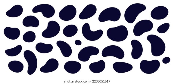 Set of abstract irregular dynamic form. Organic amoeba blobs shapes, silhouette blots. Flat vector illustration