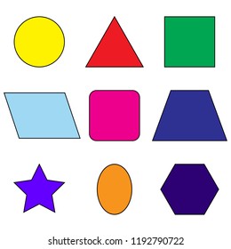Set of abstract isolated color geometric shapes. Vector illustration