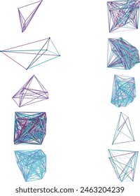 A set of abstract isolated futuristic node network connection design elements.