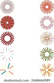 A set of abstract isolated retro boho sunburst shape design elements.