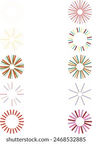 A set of abstract isolated retro boho sunburst shape design elements.