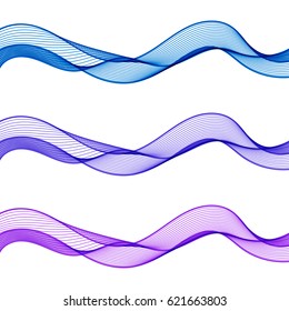 Set of Abstract Isolated Wave Lines for White Background. Design Element for Business Presentation, Publications, Blank, Template, Cover.  