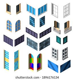 Set Abstract Isometric Collection 3D Windows Vector Design Style