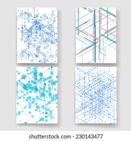 Set of Abstract isometric computer generated 3D blueprint visualization lines background. Vector illustration for break through in technology. 