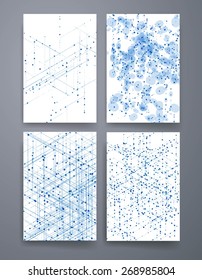 Set of Abstract isometric computer generated 3D blueprint visualization lines background. Vector illustration for break through in technology. 