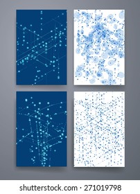 Set of Abstract isometric computer generated 3D blueprint visualization lines background. Vector illustration for break through in technology. 