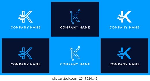 Conjunto de logotipo de tecnología K abstracto