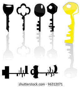 set of abstract keys on isolated background