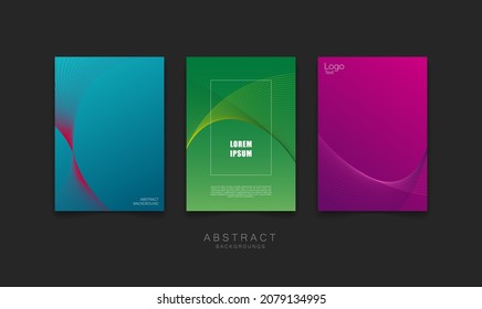 Conjunto de fondos laconicos abstractos 3D con líneas para banner, folleto, volante, diseño de folletos, presentaciones de negocios, carteles, postales. Ilustración vectorial.