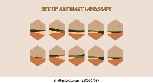set of abstract landscape. boho landscape