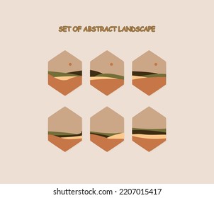 conjunto de paisajes abstractos. paisaje de boho