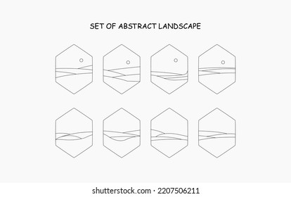 conjunto de paisajes abstractos. paisaje de línea abstracta