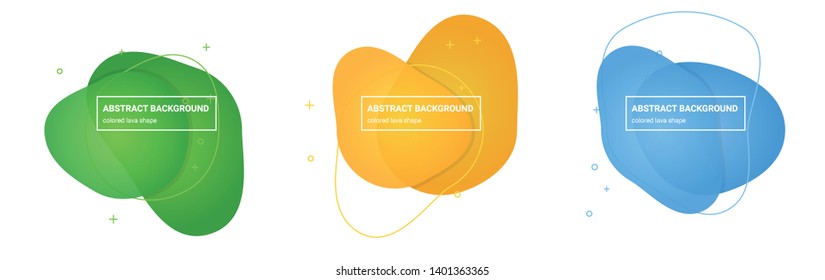 Set of abstract lava shapes background templates in Light-Atlantis, Light-Apple, Light-My-Sin, Light-Sunglow, Light-Picton-Blue, Light-Jordy-Blue gradients colors for logo, flyer, website etc.