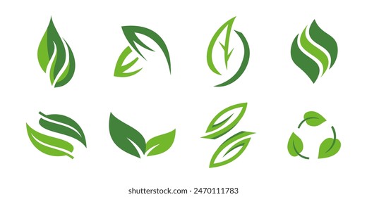 Set of abstract leaf logo vector plant eco green symbol illustration