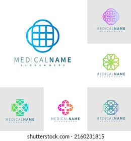 Set of Abstract Leaf Luxury Logo Design. Creative flower Idea logos designs Vector illustration template