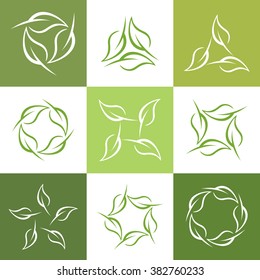 Set abstract leaf shape vector,  collection of looped leaf logo .