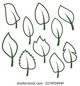Set of abstract leaf tree silhouette icon