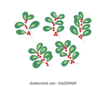 Set with abstract leaves. Collection of trendy foliages. Vector illustration