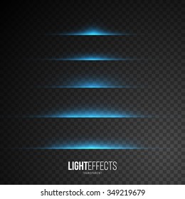 Set of Abstract Lens Flares / Glowing stars / Lights and Sparkles on Transparent Background. Transparent Light Effects for Your Design. Vector Illustration.