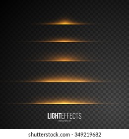 Set of Abstract Lens Flares / Glowing stars / Lights and Sparkles on Transparent Background. Transparent Light Effects for Your Design. Vector Illustration.