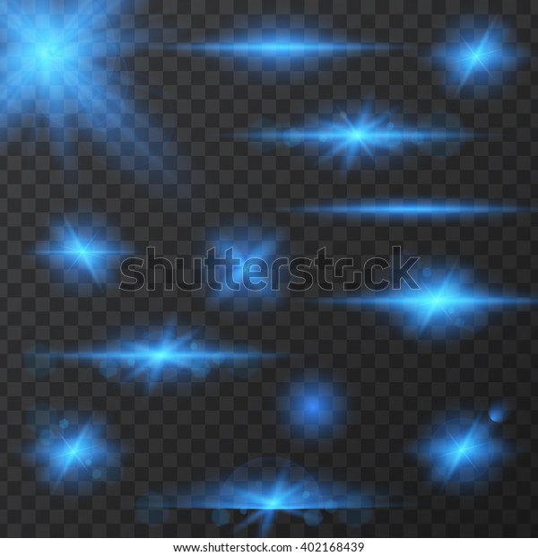 Set of Abstract Lens\
Flares.Design spare. Glowing stars . Lights and Sparkles on\
Transparent Background. Transparent Light Effects for Your Design.\
Vector Illustration.