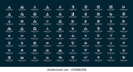 Set of abstract letter a-z.monogram logo design, icons for business of luxury,elegant and random