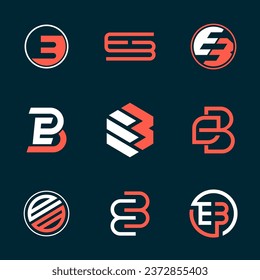 Conjunto de letras abstractas del diseño del logotipo B E BE.