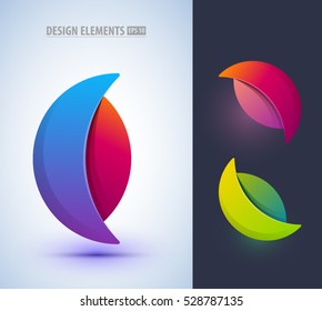 Set of abstract letter C collection. Can be used for corporate identity, application icon, beauty salon logotype, different logo sign designs. Origami paper style