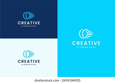 Conjunto de Plantilla de diseño de logotipo de letra C abstracta. icono para tecnología, Internet, digital.