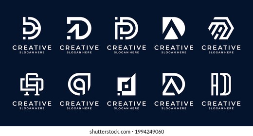 Set of abstract letter d, a logo template. icons for business of fashion, sport, automotive, simple.