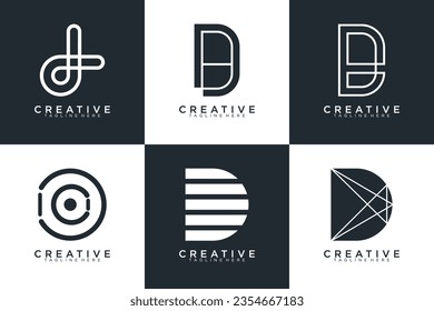 Conjunto de letras abstractas d, plantilla de logotipo D. con estilo de color negro, iconos para negocios	