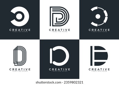 Conjunto de letras abstractas d, plantilla de logotipo D. con estilo de color negro, iconos para negocios
