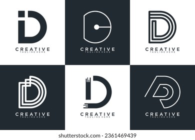 Conjunto de letras abstractas d, plantilla de logotipo D. con estilo de color negro, iconos para negocios