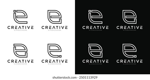 Set of abstract letter E logo design template. Premium Vector