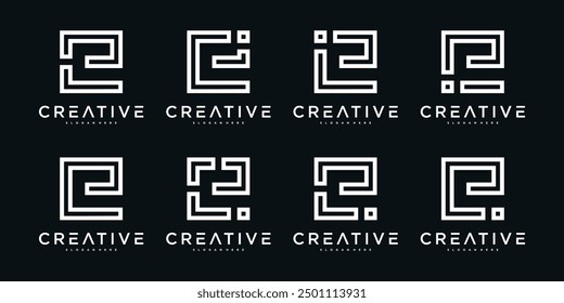 Set of abstract letter E logo design template. Premium Vector