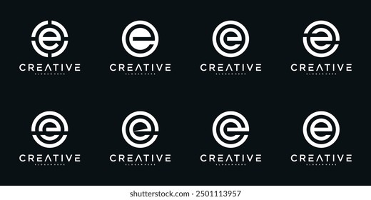 Set of abstract letter E logo design template. Premium Vector