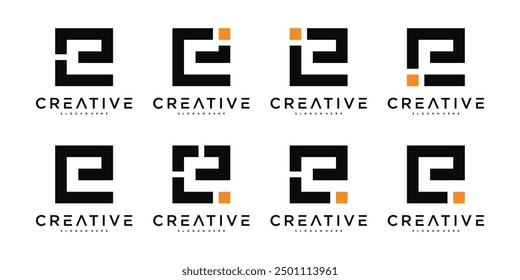 Set of abstract letter E logo design template. Premium Vector