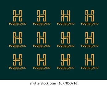 Conjunto de plantillas de diseño de logotipo de letra abstracta H con combinación de símbolos numéricos. Diseño creativo y elegante de señalización vectorial para la identidad empresarial