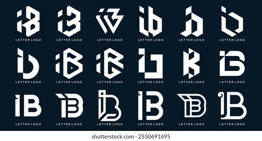 Set of abstract letter IB BI logo design vector. icons for business of luxury, elegant, simple.