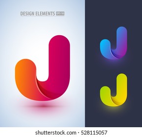 Set of abstract letter J collection. Can be used for corporate identity, application icon, beauty salon logotype, different logo sign designs. Origami paper style