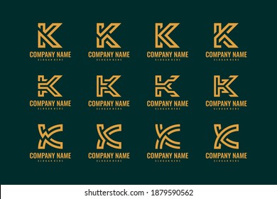 Set of abstract letter K logo design template. Creative elegant vector sign design for corporate business identity