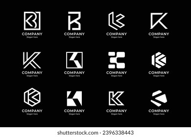 Set of abstract letter K logo design. icons for business of luxury elegant, simple with white color