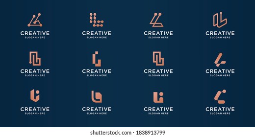 Satz abstrakter Buchstabe L Logo Design.Symbole für Unternehmen von Luxus, Eleganz, Abstrakt.Premium Vector