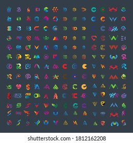 set of abstract letter logo design element vector