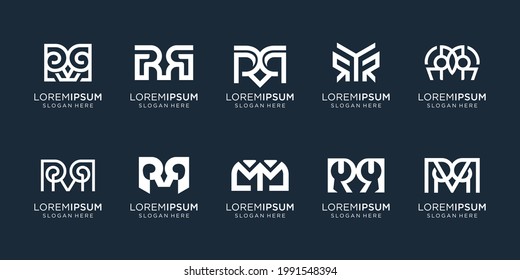 set of abstract letter M logo design template. Premium vector
