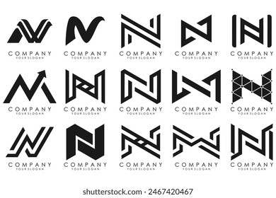 Conjunto de letra Abstractas N diseño del logotipo. Diseño creativo moderno del monograma del logotipo de la inspiración del diseño del icono.